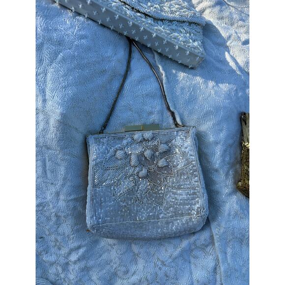 La Regale Women's Clutch White Beaded Strap Clutch Bag Vintage Glam Party - Picture 1 of 1